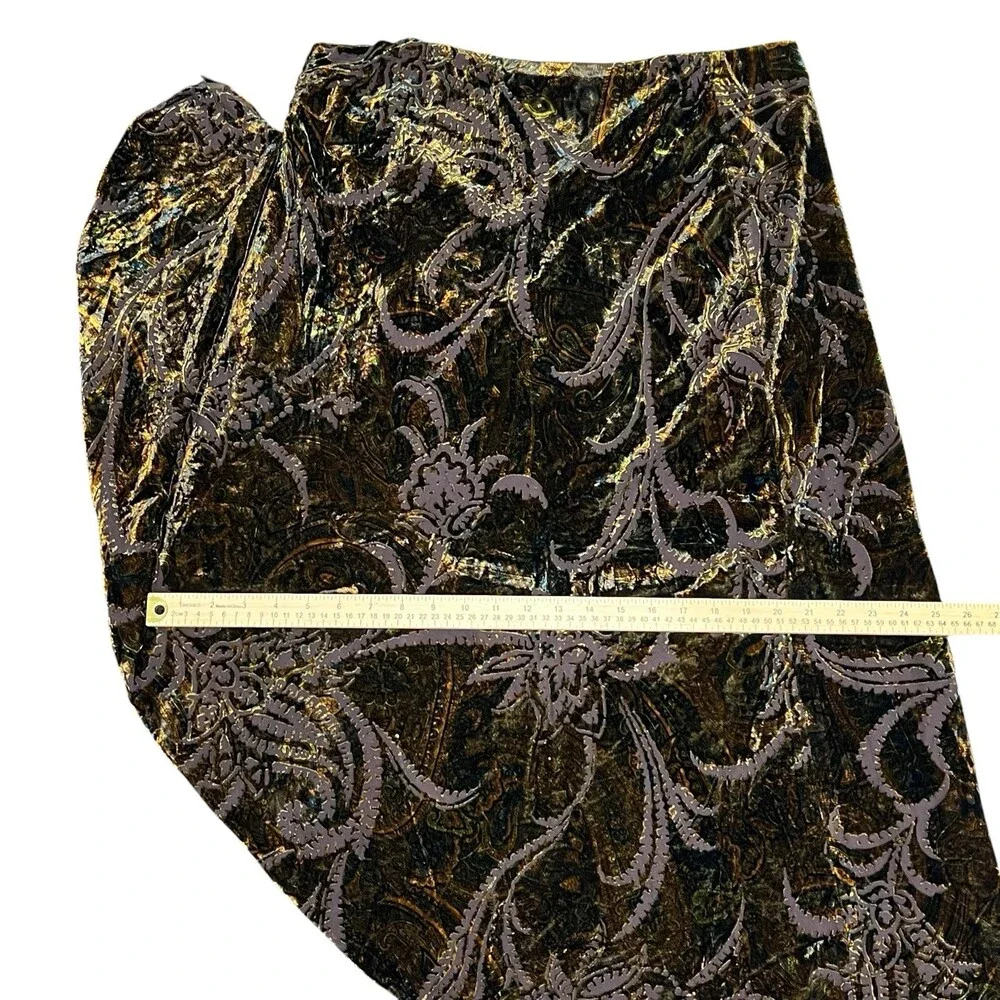 Vintage Y2K Lauren Ralph Lauren Skirt Large Burnout Velvet Silk Blend Paisley